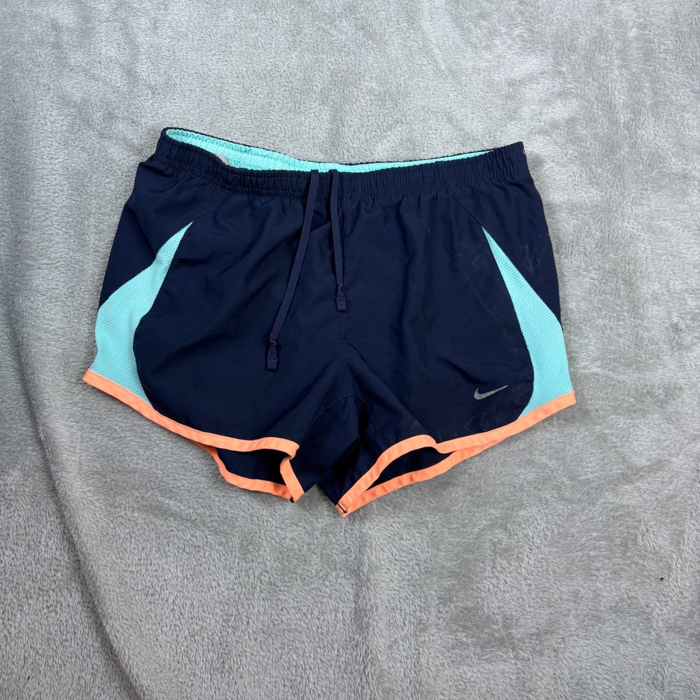 Nike Shorts Women XS Running Athletic Navy Blue Teal Orange Trim Activewear‎